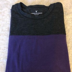 American Eagle Dark Gray and Purple Tshirt
